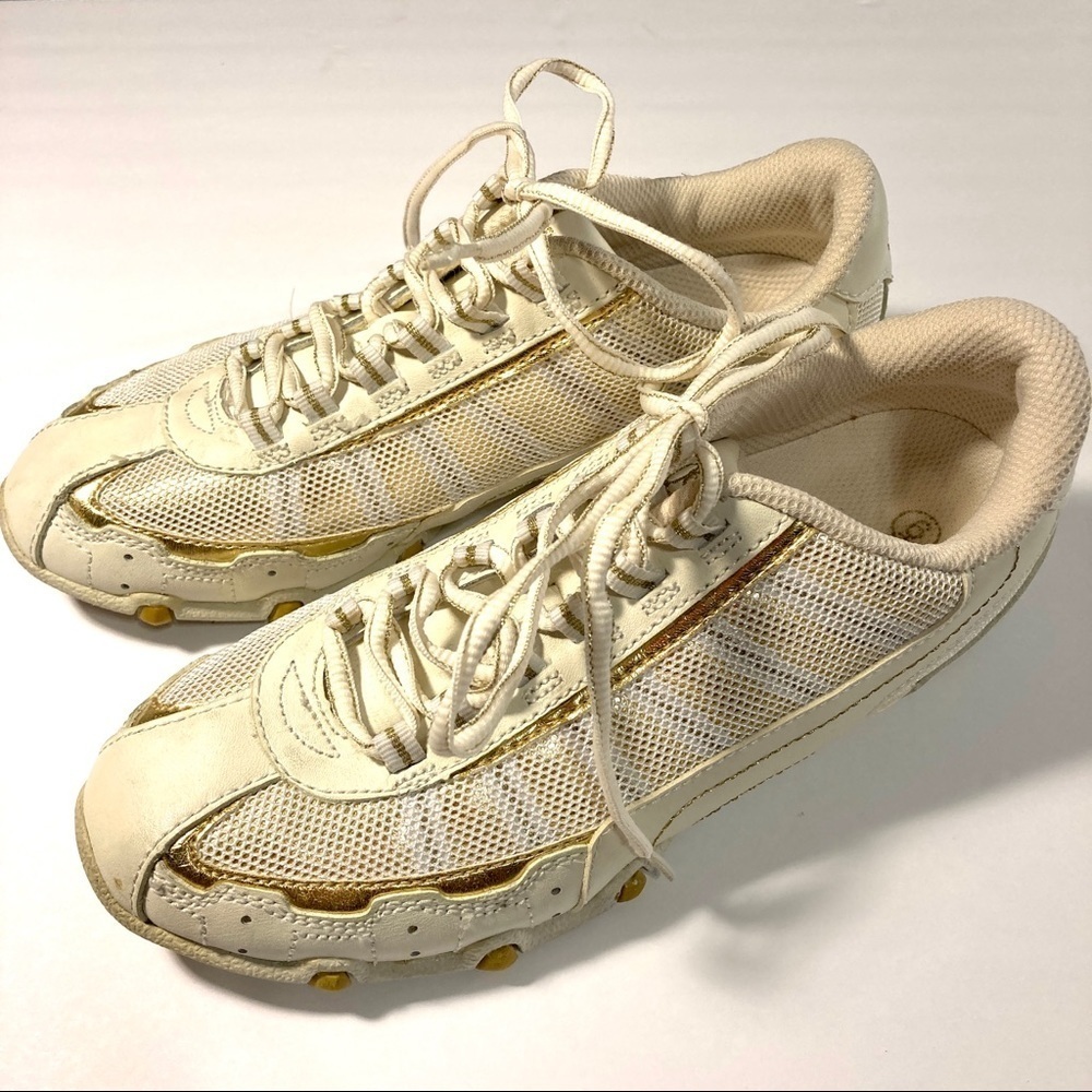 Danskin Now Ivory & Gold Leather Sneakers Size 6